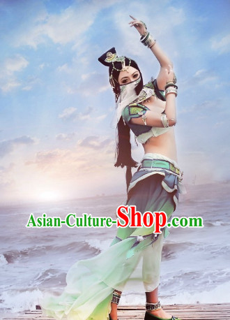 Asian Cosplay Oriental Palace Dance Women Sexy Costumes Complete Set
