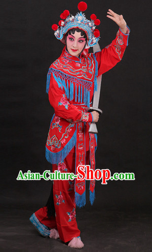 China Peking Opera Superheroine Red Costumes