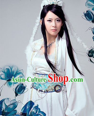 Pure White Goddess Costumes and Hair Accessories