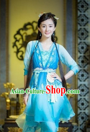 Chinese Blue Swordswoman Costumes