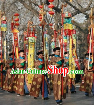 Chinese Flag Holder Stage Costumes and Hat