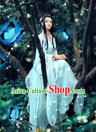 Pure White China Beauty Hanfu Dress for Women