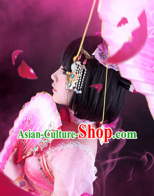 Asian Stage Performance Dance Fan with Jewelry