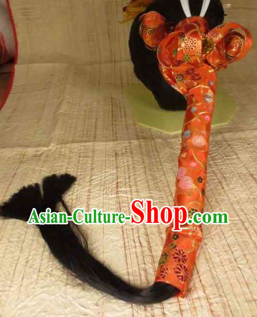 Traditional Japanese Geisha Black Long Wig and Hair Accessories
