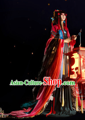 Chinese Traditional Princess Clothing and Hair Accessories Complete Set