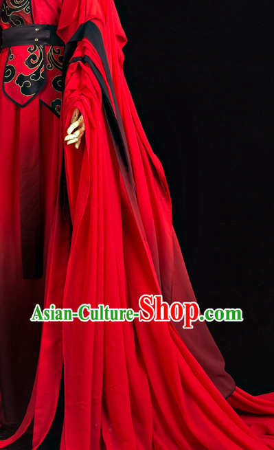 Chinese Red General Hanfu Cosplay Costumes Complete Set