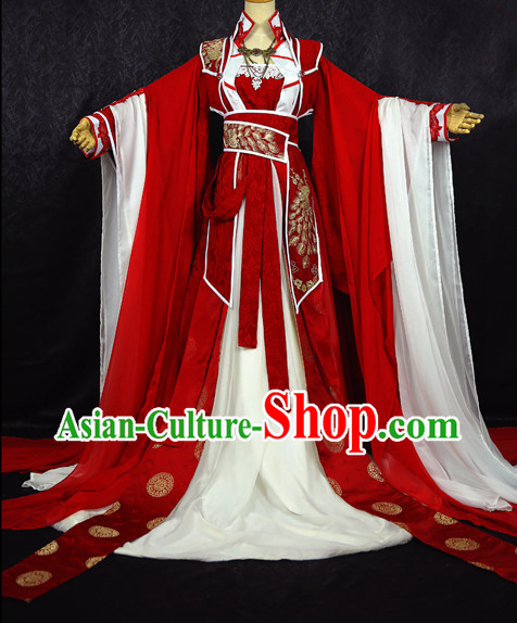 Beautiful Chinese Women Red Fairy Costumes