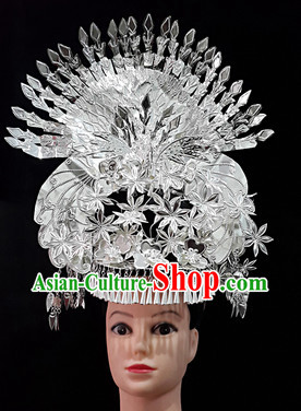 China Guizhou Province Ethnic Miao Silver Peacock Hat