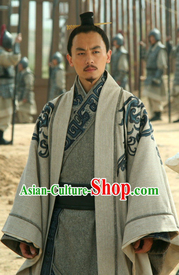 China Classical Han Dynasty Light Grey Hanfu Clothes of Noblemen