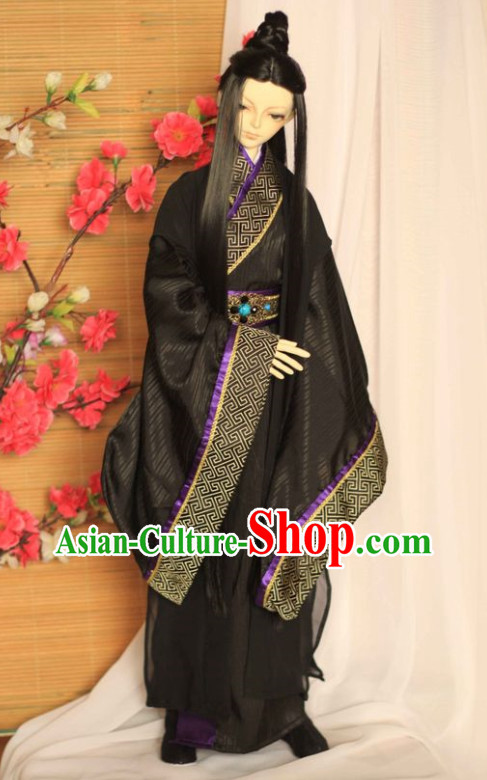 China Black Hanfu Suit Robe for Men