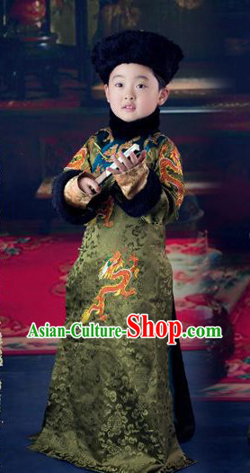 Chinese Traditional Emperor Winter Wear and Hat for Men