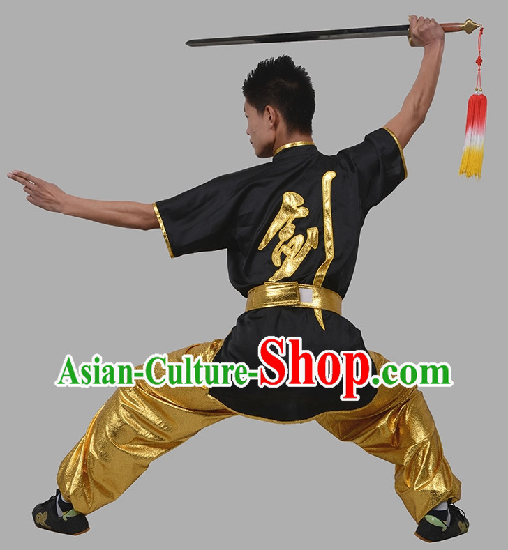 Short Sleeves Sword Chinese Character Kung Fu Uniform