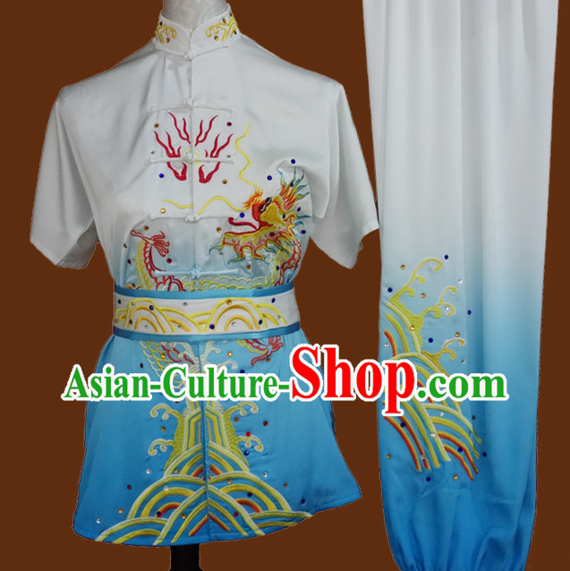Top Short Sleeves Kung Fu Marshal Arts Wu Shu Uniform Complete Set