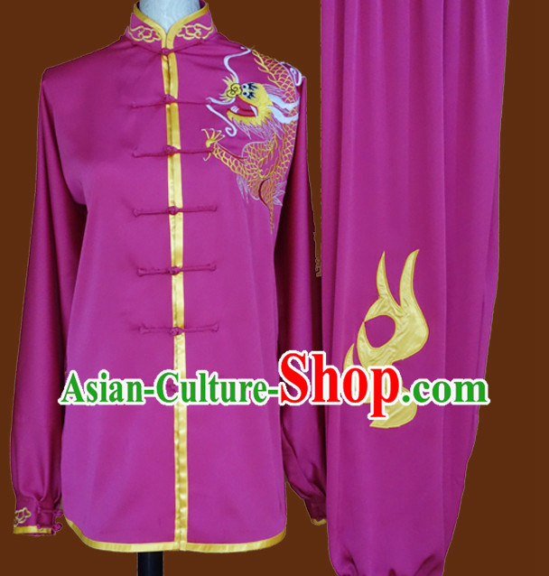 Top China Dragon Embroidery Purple Taiji Suit