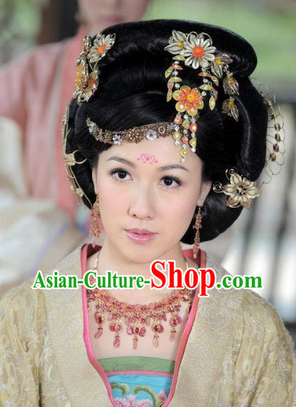 Chinese Classical Empress Black Wig and Headpieces