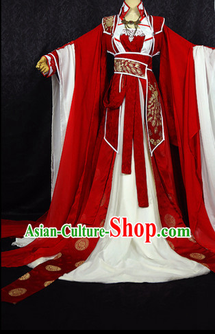Chinese Ancient Hanfu Cosplay and Hair Jewellry Complete Set