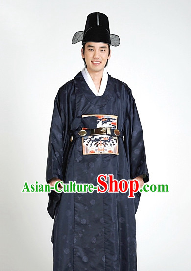 Korean Ancient Official Long Robe and Hat for Men