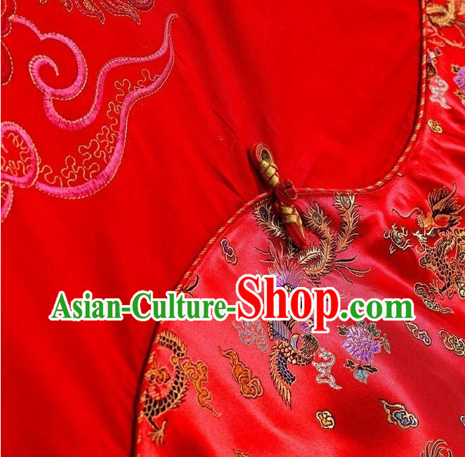 Chinese Dragon Phoenix Embroidery Bed Cover Six Pieces Set