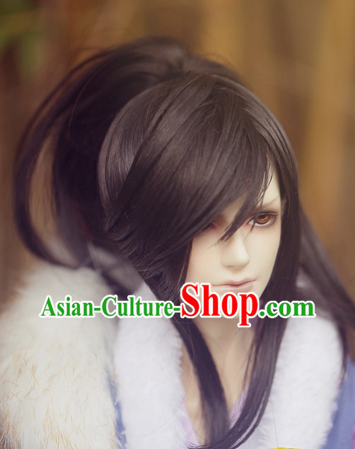 Chinese Traditional White Long Wig for Men
