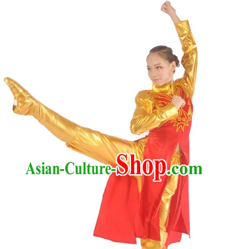 Chinese Drum Player Dance Costumes Complete Set for Women