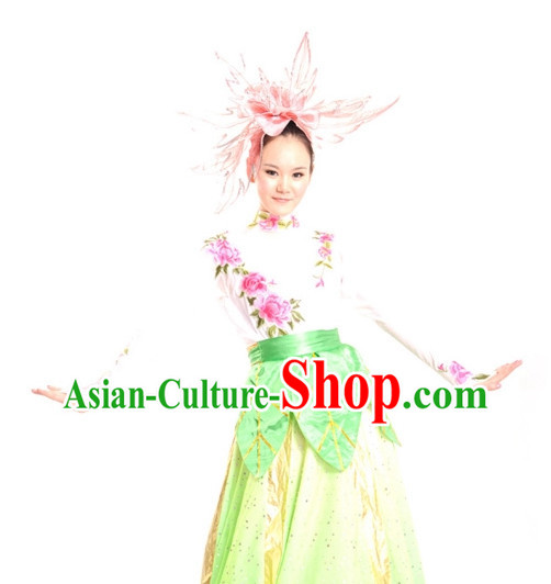 China Shop Chinese Flower Dance Costumes Girls Dancewear Complete Set for Women