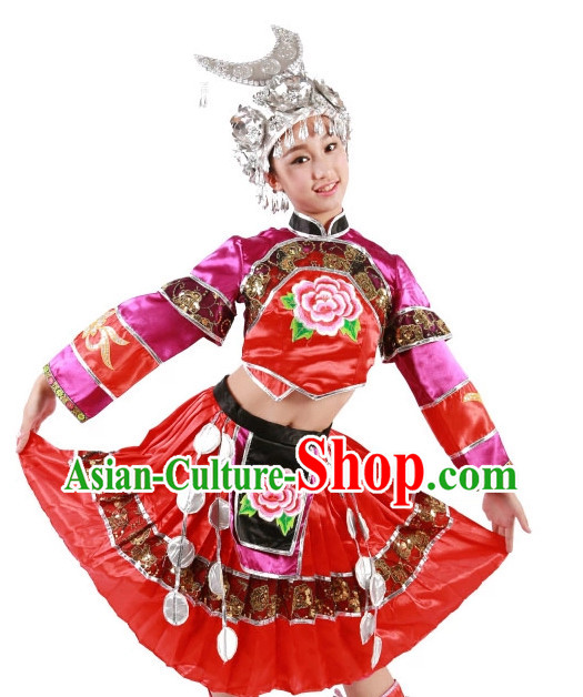 Custom Made Chinese Miao Group Dance Costumes Team Dance Costumes for Women