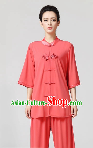 Plain Color Asian Professional Tai Chi Short Sleeved Uniform