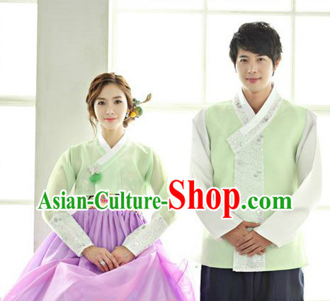 Top Korean Traditional Hanbok National Costumes Complete Set for Brides and Bridegroom
