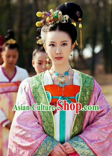 Chinese Traditional Style Princess Black Wig and Hair Jewelry