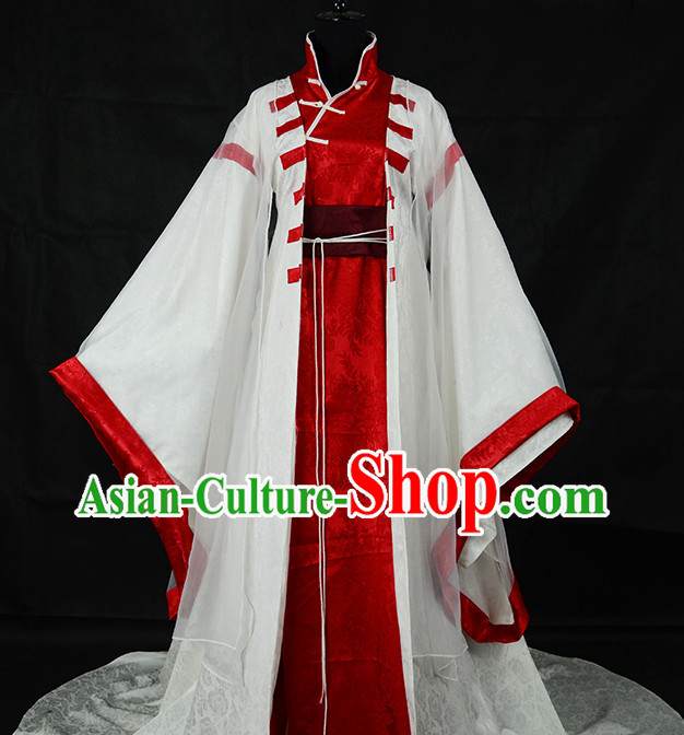 Chinese White Kung Fu Master Costumes Asian Fashion Complete Set for Men