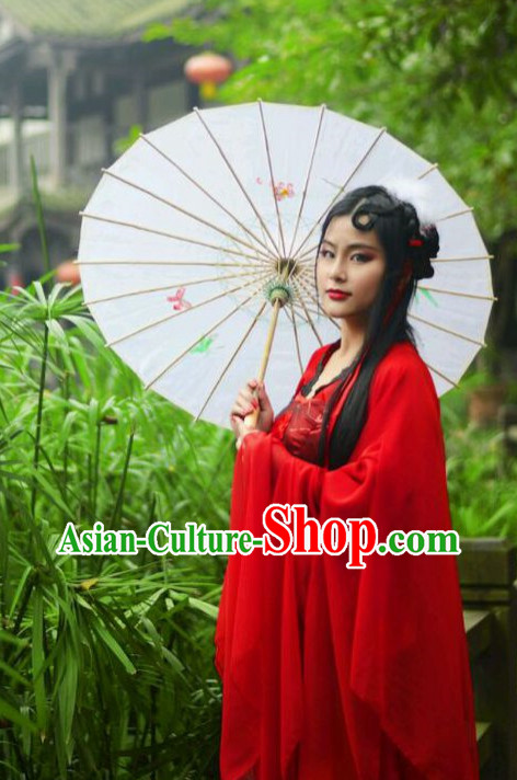Chinese Kimono Costumes Asian Fashion Red Fairy Costume Complete Set for Girls