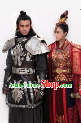 Asian Fashion Chinese Fighter Armor Halloween Costumes Complete Set for Men