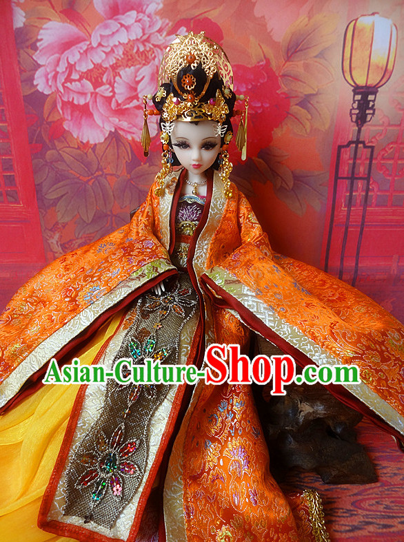 Asia Fashion China Civilization Chinese Princess Hanfu Robe and Hair Accessories Complete Set