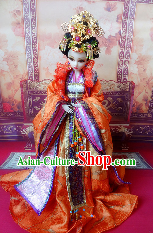 Asia Fashion China Civilization Chinese Empress Costume and Hair Accessories Complete Set