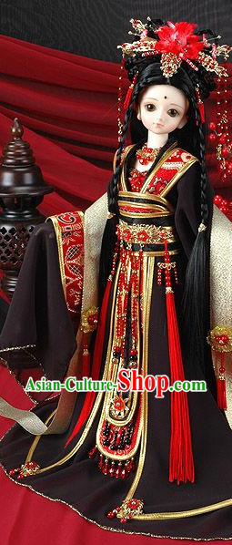 Asia Fashion China Civilization Chinese Queen Costume and Hair Jewelry Complete Set