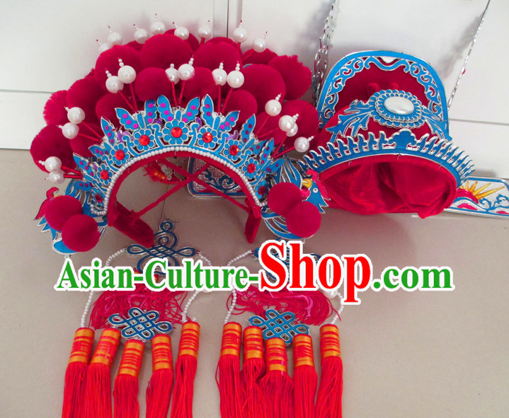 Chinese red wedding phoenix crown and groom hat