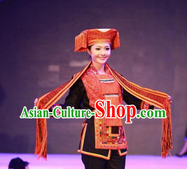 Chinese Ladies Minority Ethnic Clothing and Hat