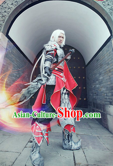 Chinese Cosplay General Armor Costumes and Headdresses Complete Set for Men