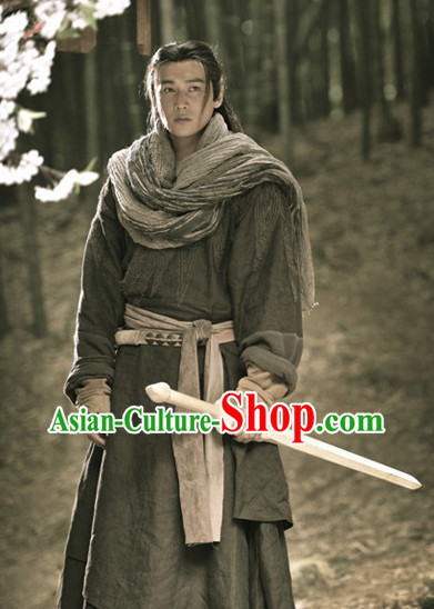 Chinese Ancient Swordman Costumes Complete Set for Men