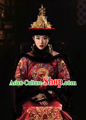 Chinese Qing Dynasty Empress Costumes and Phoenix Hat Complete Set