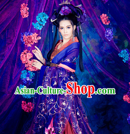 Asian Chinese Traditional Purple Empress Hanfu Clothes for Ladies