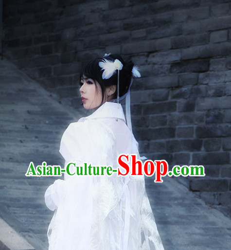 Asia Fashion Ancient China Culture Chinese White Princess Hanfu Clothing