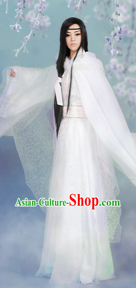Asia Fashion Ancient China Culture Chinese White Hanfu Clothes for Men