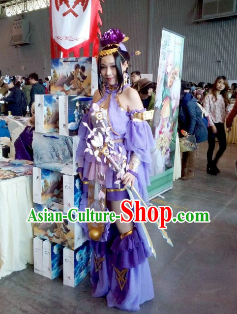 Asia Fashion Chinese Princess Cosplay Costumes and Hair Accessories Complete Set