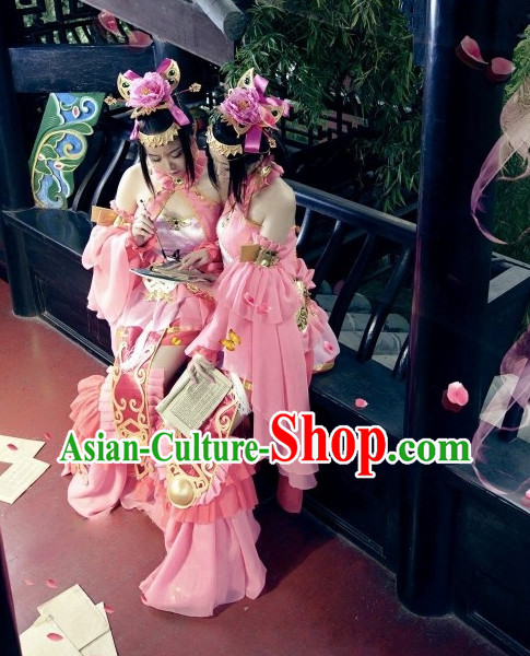 Asia Fashion Chinese Female Warrior Costumes and Hair Accessories Complete Set