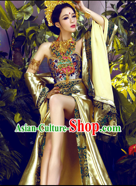 Asian Fashion Chinese Sexy Women's Halloween Costumes and Hair Accessories Complete Set