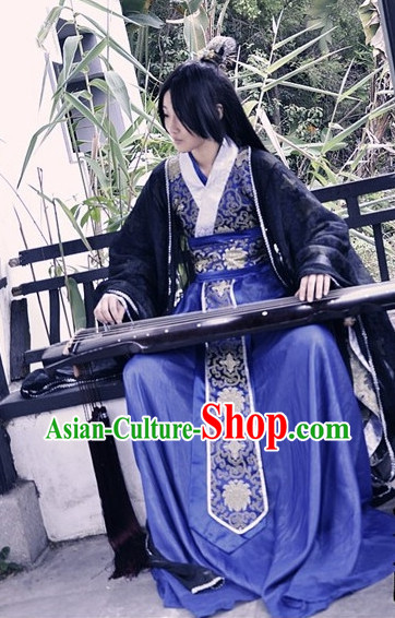 Asia Fashion Chinese Ancient Musician Costumes and Coronet Complete Set