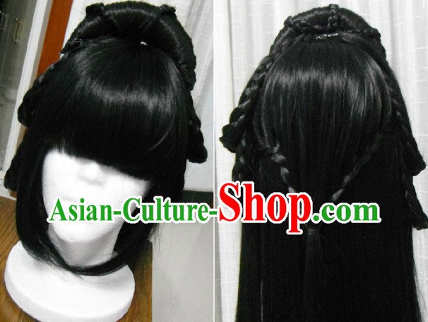 Chinese Ancient Costume Long Black Wig