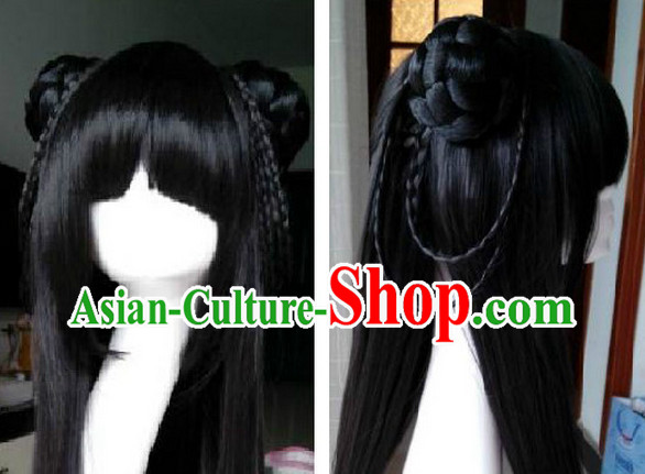 Chinese Ancient Dress Long Black Wig