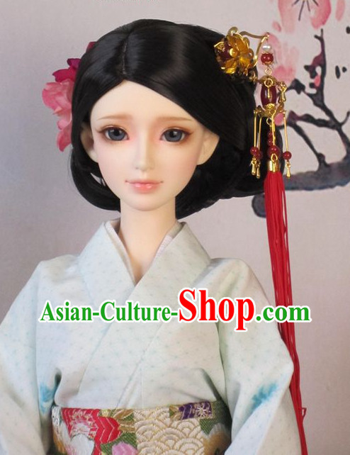 Chinese Handmade Long Black Wigs and Hairpins